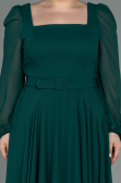 Midi Emerald Green Chiffon Plus Size Evening Dress ABK1753
