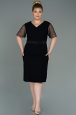 Black Midi Oversized Evening Dress ABK1338