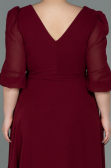 Burgundy Midi Chiffon Oversized Evening Dress ABK1083