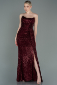 Long Burgundy Scaly Evening Dress ABU3134