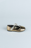 Gold Patterned Kids Shoe HR185