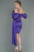 Short Purple Satin Invitation Dress ABK1773