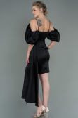 Short Black Satin Invitation Dress ABK1773