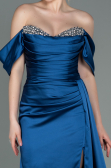 Indigo Long Satin Evening Dress ABU2661