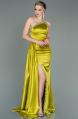 Pistachio Green Long Satin Evening Dress ABU2386