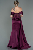 Cherry Colored Long Satin Evening Dress ABU2087