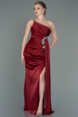Burgundy Long Satin Engagement Dress ABU3088