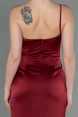 Burgundy Long Satin Engagement Dress ABU3088