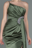 Olive Drab Long Satin Engagement Dress ABU3088