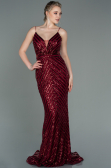 Burgundy Long Mermaid Evening Dress ABU892