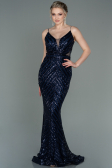 Navy Blue Long Mermaid Evening Dress ABU892