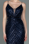 Navy Blue Long Mermaid Evening Dress ABU892