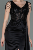 Long Black Satin Evening Dress ABU3161