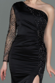 Long Black Satin Evening Dress ABU3162