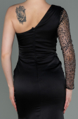 Long Black Satin Evening Dress ABU3162