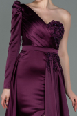 Cherry Colored Long Satin Evening Dress ABU2610