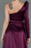 Cherry Colored Long Satin Evening Dress ABU2610