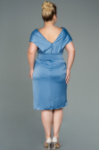 Midi Indigo Satin Plus Size Evening Dress ABK1499