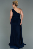 Long Navy Blue Plus Size Evening Dress ABU3132