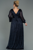 Long Navy Blue Plus Size Evening Dress ABU3154
