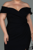 Long Black Plus Size Evening Dress ABU3172