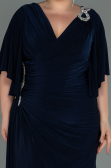 Long Navy Blue Plus Size Evening Dress ABU3173