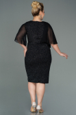 Black-Silver Midi Plus Size Evening Dress ABK1567