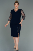 Midi Navy Blue Plus Size Evening Dress ABK1783