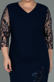 Midi Navy Blue Plus Size Evening Dress ABK1783