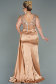 Long Gold Satin Plus Size Evening Dress ABU3169