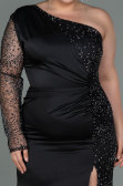Long Black Satin Plus Size Evening Dress ABU3170