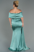 Mint Long Satin Plus Size Evening Dress ABU2873