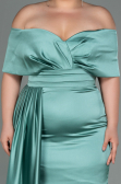 Mint Long Satin Plus Size Evening Dress ABU2873