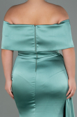 Mint Long Satin Plus Size Evening Dress ABU2873