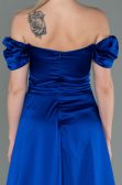 Long Sax Blue Satin Evening Dress ABU2903