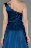 Long Navy Blue Satin Evening Dress ABU2933