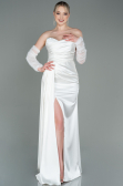Long White Satin Evening Dress ABU3175