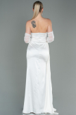 Long White Satin Evening Dress ABU3175
