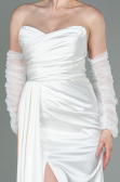 Long White Satin Evening Dress ABU3175