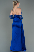 Long Sax Blue Satin Evening Dress ABU3175