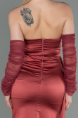 Long Light Brown Satin Evening Dress ABU3175