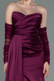 Long Cherry Colored Satin Evening Dress ABU3175