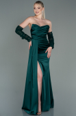 Long Emerald Green Satin Evening Dress ABU3175
