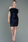 Short Navy Blue Scaly Invitation Dress ABU3176