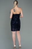 Short Navy Blue Scaly Invitation Dress ABU3176