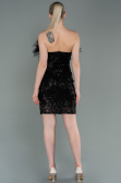 Short Black Scaly Invitation Dress ABU3176