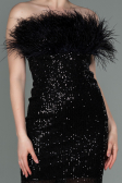 Short Black Scaly Invitation Dress ABU3176
