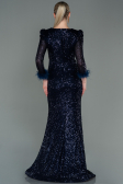 Long Navy Blue Scaly Mermaid Prom Dress ABU3177