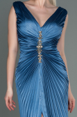 Long Indigo Satin Evening Dress ABU3183