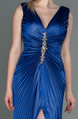 Long Sax Blue Satin Evening Dress ABU3183